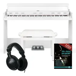 FunKey DP-1088 WM Digitalpiano Set - Keyboards: Schlankes Digitalpiano mit 88 anschlagdynamischen Tasten, 128-fach Polyphon und inkludiertem Zubehör-Set aus Bank, Kopfhörern und Noten.