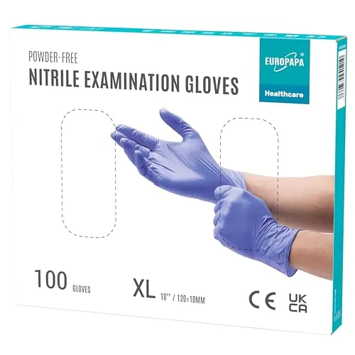 EUROPAPA® 100x Nitrilhandschuhe Lila Box Einweghandschuhe Einmalhandschuhe Untersuchungshandschuhe Nitril Handschuhe puderfrei ohne Latex unsteril latexfrei disposible gloves