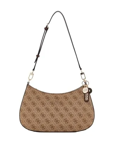 GUESS Umhängetasche Noelle II Latte Logo/Brown - Handtasche mit modernem Design und cleverer Funktionalität, inklusive verstellbarem Schulterriemen für optimalen Tragekomfort und vielen Fächern für Ordnung.