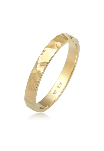 Fingerring "Basic Bandring Fein Gehämmert 925 Silber" - Elegantes Design ohne Stein - Fingerringe: Schmaler Basic Bandring aus 925 Silber, kunstvoll gehämmert für einen eleganten Vintage-Look. Ideal zum Solo-Tragen oder im angesagten Stapel-Look.
