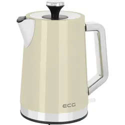 ECG RK 1766 Vintage Vanilla Wasserkocher 1,7L - Eleganter Wasserkocher mit 1,7 Litern Volumen und 2200 W Leistung. Hochwertiges Edelstahlfinish und 360° drehbarer Sockel sorgen für Komfort und Stil in Ihrer Küche.