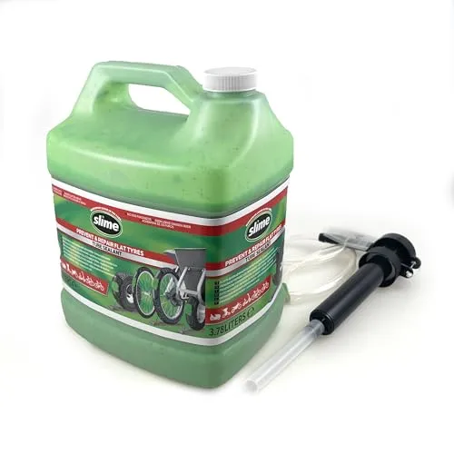 Slime 10204-5 Rad Schlauchreparatur-Dichtmittel mit Pumpe, Verhindern und Reparieren, Geeignet für alle Fahrräder, Ungiftig, Umweltfreundlich, 3,78-ml-Flasche (1 Gallone)