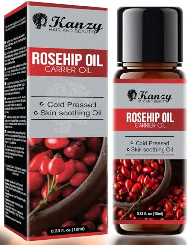 Kanzy Hagebuttenöl für das Gesicht 10ml – veganes, tierversuchsfreies, kaltgepresstes Hagebuttenöl zur Pflege von Haut, Haaren, Nägeln und Körper