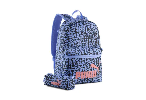 PUMA Phase Backpack 20L Intense Lavender - Animal AOP - Stylischer PUMA Freizeitrucksack mit atmungsaktivem Rücken und gepolsterten, verstellbaren Schultergurten. Ideal für Alltag und Ausflüge. Volumen: 20 l, Gewicht: 295 g, in hellblau.