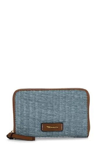 Tamaris Fernanda Zip Around Wallet Sky - Stylische Damen-Geldbörse - Damen-Geldbörse im gewebten Look mit gut strukturiertem Innenleben für optimale Finanzorganisation. Maße: 15 x 10 x 2,5 cm, ideal für den Alltag.
