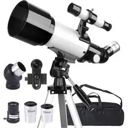 Teleskop für Erwachsene & Kinder 70mm Aperture 400mm Refraktor - Teleskope: Ideal für Einsteiger in die Astronomie, mit 70mm Apertur für klare Sicht auf Planeten und Sterne.