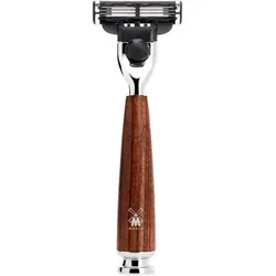 MÜHLE RYTMO 3-Klingen-Rasierer Esche gedämpft - Rasurpflege mit zeitlosem Design und kompatibel mit Gillette Mach3. Drei Klingen sorgen für eine gründliche und sanfte Rasur. Ideal für stilbewusste Männer.