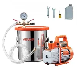 VEVOR 99L/min Vakuumpumpe mit Entgasungskammer - Klima- & Heizgeräte Zubehör, leistungsstarke Vakuumpumpe mit 11,36L Entgasungskammer für effizientes Arbeiten und starke Luftdichtheit.