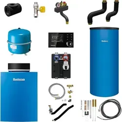 Buderus GB212 Logaplus Gas-Brennwert Heizungspaket K61 mit nebenstehendem Warmwasserspeicher SU200, Regelgerät & Zubehör - 22 kW - 7739610450
