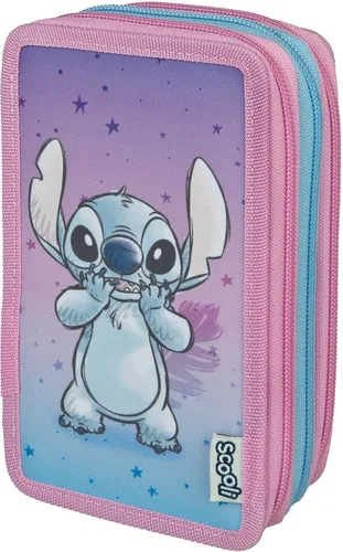Scooli Tripledecker Stitch - Gefülltes Schüleretui mit hochwertigem Zubehör - Optimale Organisation mit drei Fächern für Schule und Freizeit. Enthält 21 Buntstifte, 2 Bleistifte und mehr. Robustes Design für lange Haltbarkeit und kinderleichte Nutzung.