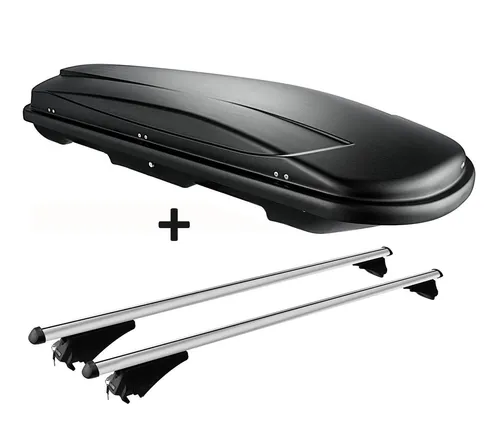 Skibox schwarz VDP JUXT500 lit+Dachträger Alu für für Mitsubishi Outlander PHEV
