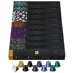 NESPRESSO ORIGINAL Kaffeekapseln - 100 Stück Espresso & Lungo Auswahl - Kaffee mit 100 Kaffeekapseln, ideal für Liebhaber milder bis intensiver Röstungen. Entdecken Sie vielfältige Geschmäcker und genießen Sie Nachhaltigkeit durch 80% recyceltes Aluminium.
