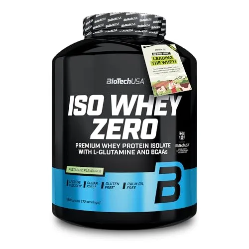 BioTechUSA Iso Whey Zero | Premium Whey Protein Isolate | Grass-Fed | Enzyme-Free | Sugar- and Gluten-free, 1816g, Pistazie