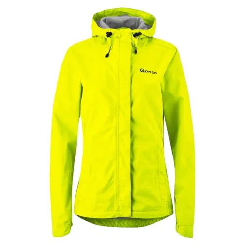 Gonso Sura Light safety yellow (M10599) 34 - Atmungsaktive Damen Fahrradjacke, 100% wind- und wasserdicht mit 10.000 mm Wassersäule