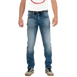 Riding Culture Tapered Slim Light Blue Motorrad Jeans - Motorradhosen mit Schutzklasse AAA, herausnehmbaren ImpacTec Protektoren und höhenverstellbaren Knieprotektoren für optimalen Komfort und Sicherheit beim Fahren.
