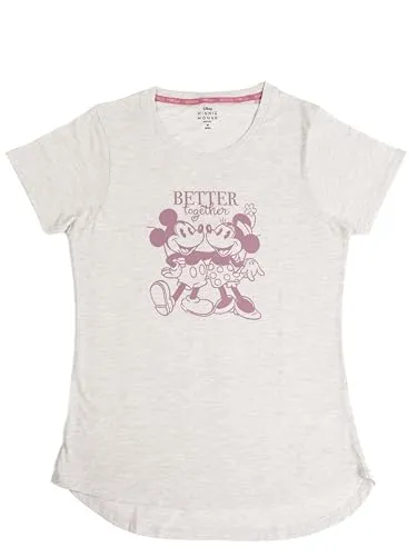 Disney Minnie Mouse T-Shirt für Damen - Better Together Oberteil Frauen Shirt Top Beige (DE/NL/SE/PL, Alphanumerisch, L, Regular, Regular, Beige)