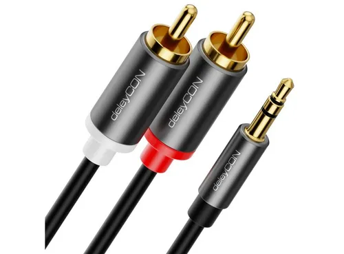 deleyCON deleyCON 3m Klinke zu Cinch RCA Kabel 3,5mm Audiokabel Kabel Klinke Audio-Kabel