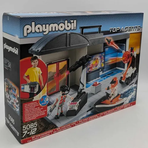 PLAYMOBIL 5085 Agentenquartier Top Agents - Bunt - Playmobil Set mit Agentenquartier, LED-Superwaffe und schwimmfähigem Jet-Ski. Perfekt für spannende Missionen und kreatives Spiel. Altersempfehlung: ab 7 Jahren.