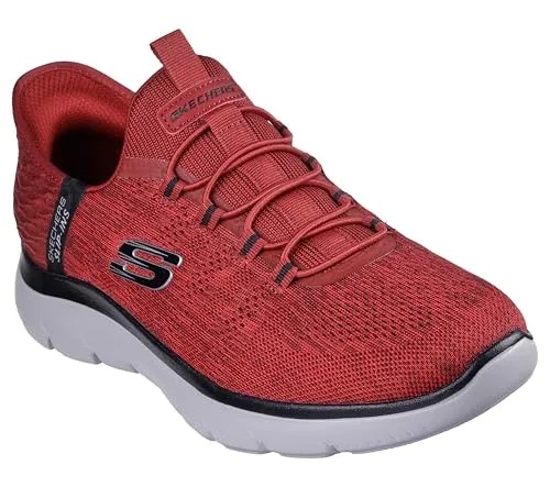 SKECHERS SUMMITS - KEY PACE SLIP-INS Rot - Sneaker mit exklusivem Heel Pillow für optimalen Halt, super weich dank Air-Cooled Memory Foam und leicht zu reinigen. Perfekt für mühelosen Komfort und sportliches Design.