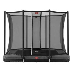 BERG Trampolin InGround rechteckig 280 x 190 cm grau mit Sicherheitsnetz Comfort - Trampolin für Garten, ideal für sicheres Springen dank Comfort Sicherheitsnetz und langlebiger Solospring Gold Federn, perfekt für Spaß und Fitness für die ganze Familie.