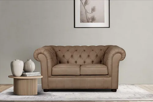 Home affaire 2-Sitzer CHARENTE, Chesterfield-Sofa, Wellenfederung, Maße: B/T/H: 147/89/74 cm, mit edler Knopfheftung und typischen Armlehnen