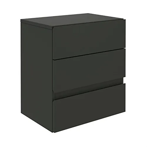 Caro-Möbel Nachtkommode ANNO - Schwebendes Design - Nachtkonsolen mit 3 Schubladen, ideal für platzsparende Aufbewahrung und modernes Schlafzimmer-Design in elegantem Schwarz.