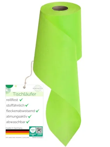 Sensalux Tischläufer, Länge: 25m, stoffähnliches Vlies, Breite: 15cm, Apfelgrün