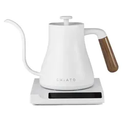 CHiATO flowPLAY Gooseneck Wasserkocher 0,6 l – Weiß - Eleganter elektrischer Wasserkocher mit präziser Temperatureinstellung von 40 bis 100 °C. Ideal für Pour-Over-Kaffee und zarte Tees. 360°-drehbarer Sockel und Überhitzungsschutz für höchste Sicherheit.