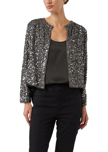 Comma Blusenjacke mit Pailletten - Fun-Jacken & Mäntel, elegante Blusenjacke mit funkelnden Pailletten und Hakenverschluss für einen glamourösen Partylook.