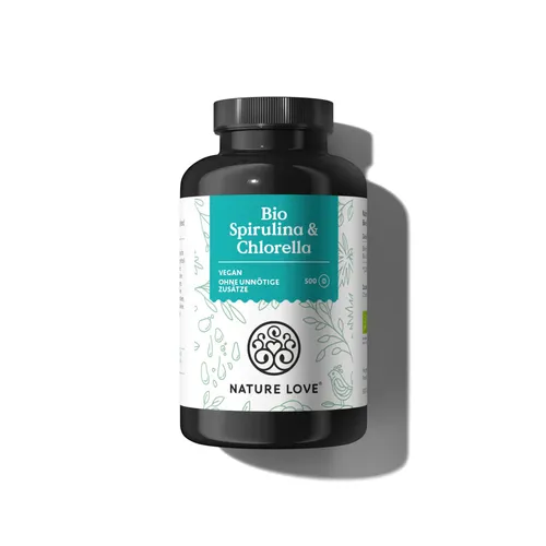 Bio Spirulina & Chlorella Tabletten - 500 Tabletten für 40 Tage - Hochwertige Nahrungsergänzung mit Spirulina und Chlorella, ideal für eine ausgewogene Ernährung und zur Unterstützung des Wohlbefindens.