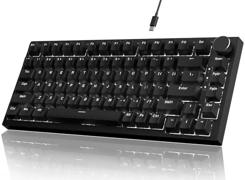 YINDIAO Ajazz AK820 Mechanische Tastatur – Kabelgebundene Gaming-Tastatur mit 75% ANSI-Layout - Erleben Sie die YINDIAO Ajazz AK820 mit 81 Tasten und individuellem Lautstärkeregler. Die verbesserte Dichtungsmontage sorgt für ein leises und angenehmes Tipperlebnis. Ideal für Gaming und Büroarbeiten.