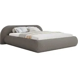 Selsey Shels Low – Polsterbett 160x200, Bouclé, Braun - Elegantes Polsterbett mit 160x200 cm Liegefläche, stabiler Holz-Konstruktion und pflegeleichtem Arena-Bouclé-Stoff. Ideal für stilvolle Schlafzimmer und hohe Belastbarkeit bis 200 kg.