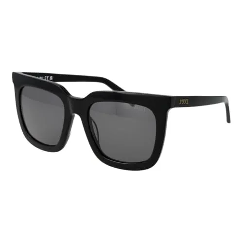 EMILIO PUCCI Sonnenbrille EP0201 5401A - Damen Sonnenbrille in Schwarz mit grauen Kunststoffgläsern, 100% UVA & UVB Schutz, ideal für stilbewusste Frauen, die Wert auf Qualität legen.