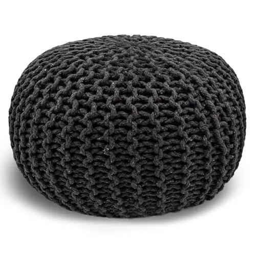 casamia Pouf Ø 45 cm – Strickhocker für Innen - Stylischer Strickhocker in Grobstrick-Optik, handgefertigt aus 100% recycelter Baumwolle. Ideal als Sitzgelegenheit oder Fußablage, verfügbar in zwei Größen und vielen Farben.