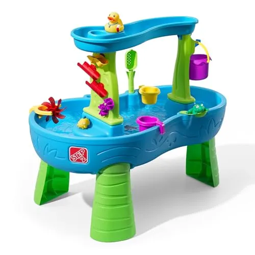 Step2 Rain Showers Wasserspieltisch – Großer Wassertisch mit 13-teiligem Zubehör - Wasserstraßen und spritziger Spaß! Der zweistöckige Wassertisch fördert motorische Fähigkeiten und sozialen Umgang. Ideal für Kinder ab 1.5 Jahren, robust und leicht zu reinigen.