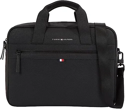 Tommy Hilfiger ESSENTIAL PU COMPUTER BAG - Aktentasche für Herren, zeitloses Design mit zwei Tragegriffen und Schulterriemen, ideal für Büro und Freizeit, aus hochwertigem 100% Polyurethan