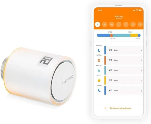 Netatmo Heizkörperthermostat NAV-AMZ - Programmierbares Thermostat für Heizkörper, App-gesteuert und kompatibel mit Amazon Alexa und Google Home für optimale Heizungssteuerung.