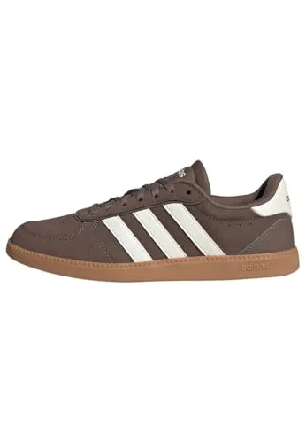 adidas Women's Breaknet Sleek Schuh - Earth Strata/Off White/Gum 38 2/3 - Herrenmode: Reguläre Passform mit Schnürsenkeln, Obermaterial aus Leder und Synthetik, ideal für Komfort und Stil.