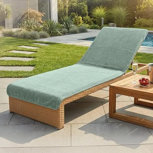LAYNENBURG Premium Schonbezug für Gartenliege - 100% Baumwolle - Oeko-TEX 100 - Frottee Handtuch-Bezug Sonnenliege - Liegenbezug mit Umschlag für Standliege, Liege-Stuhl (75x200 cm Mint)