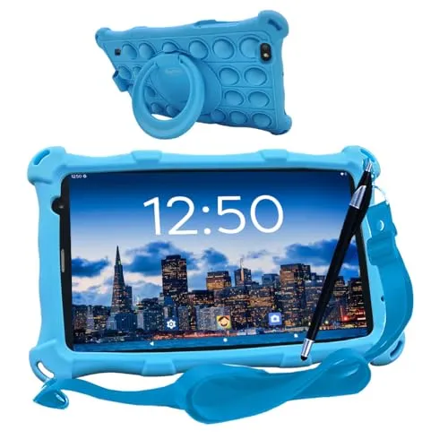 AngelTech Kindertablet PRO MAX - 8 Zoll, Android 13, 4GB RAM - Schnelles 8-Zoll-Kindertablet mit Octa-Core-Prozessor, ideal für sicheres Lernen und Spielen dank elterlicher Kontrolle und robustem Design.