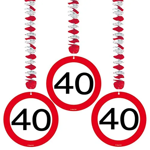 NET TOYS 40. Geburtstag Dekospiralen Verkehrsschilder Geburtstagsspirale Rotor Spiralen Deko Spirale Geburtstagsparty Spiralhänger Jubiläum Rotorspirale
