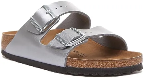 BIRKENSTOCK Damen Arizona Sandalen, Silber, 39 EU - Wanderschuhe mit anatomisch geformtem Fußbett für höchsten Tragekomfort und Unterstützung bei jedem Schritt.