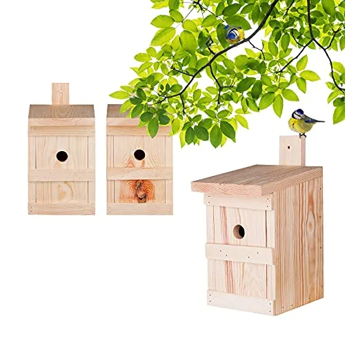 BigDean Nistkasten für Meisen – Massivholz Vogelhaus 27x17x17cm - Vogelnistkästen – Wetterfestes und stabiles Zuhause für Meisen und Kleinvögel, handgefertigt aus 2cm dickem Massivholz, ideal für Garten und Balkon.