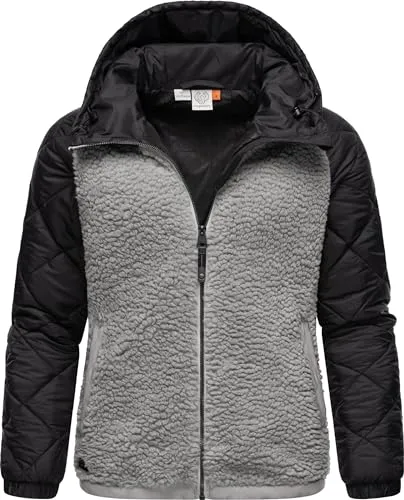 Outdoorjacke RAGWEAR "Leeloo", Damen, Gr. XS (34), beige, Obermaterial: 100% Polyester, Obermaterial Ärmel: 100% Polyester, Innenfutter: 100% Polyester, Wattierung: 100% Polyester, sportlich, lässig geschnitten hüftbedeckend, Langarm Ärmel ohne Ärmelschlitz elastischer Bund mit Gummizug, Jacken, Damen Übergangsjacke aus Teddyfleece mit gesteppten Ärmeln