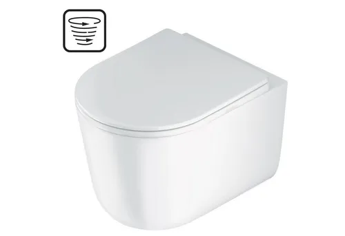 Deante Jasmin Wand-WC Komplett-Set mit Absenkautomatik - Modernes Wand-WC mit innovativer Wirbelspülung für kraftvolle Reinigung und geringen Wasserverbrauch. Hygienisch, leise und elegant schwebend – für mehr Raum im Bad.