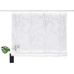 Raffrollo OTTO HOME "Anna" – Halbttransparent, 120x130 cm, Weiß - Elegantes Raffrollo "Anna" mit Äste-Ausbrenner-Motiv. Ideal für eine stilvolle Fensterdekoration. Mit Klettband-Aufhängung und flexibler Raffung. Pflegeleicht und modern für jedes Zuhause.