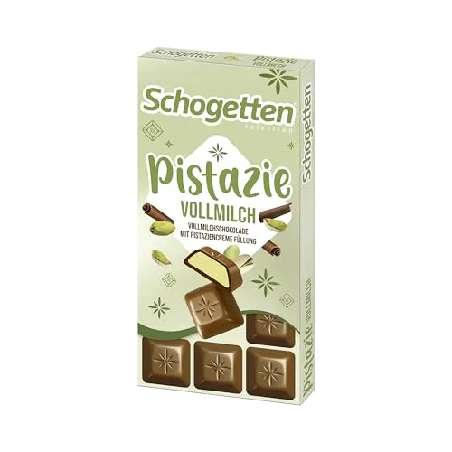 Schogetten Selection Pistazie Vollmilch I 100 g Schokoladentafel I Vollmilchschokolade I praktisch einzeln portioniert