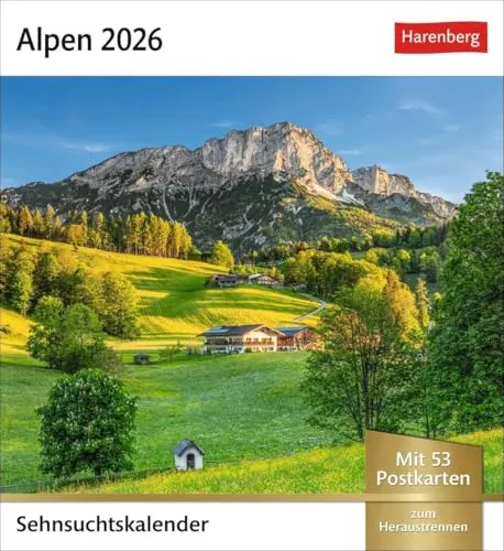 Alpen Sehnsuchtskalender 2026 - Wochenkalender mit 53 Postkarten: 53 Postkarten in einem Fotokalender für Bergfreunde. Beeindruckende Panoramen in einem Kalender zum Aufstellen (Postkartenkalender)