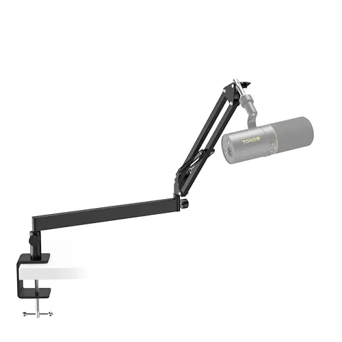TONOR Mikrofon Arm Niedrig Profil, Low Microphone Boom Arm Auf/Ab voll verstellbar Mikrofonarm Ständer Halterung mit hoher Kompatibilität, für Gaming, podcast, Aufnahme, 38 cm +35 cm, Schwarz, T20LP
