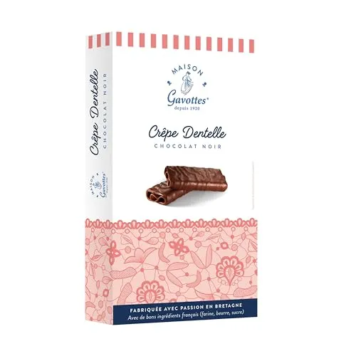 Maison Gavottes - kleine gefüllte Crêpes Dentelles mit Zarbitterschokolade 100g, Menge:1 Stück